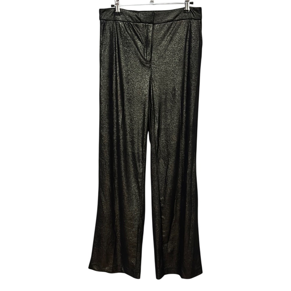Joie Coated Metallic Gold Wide Leg Trouser Dress Pants‎